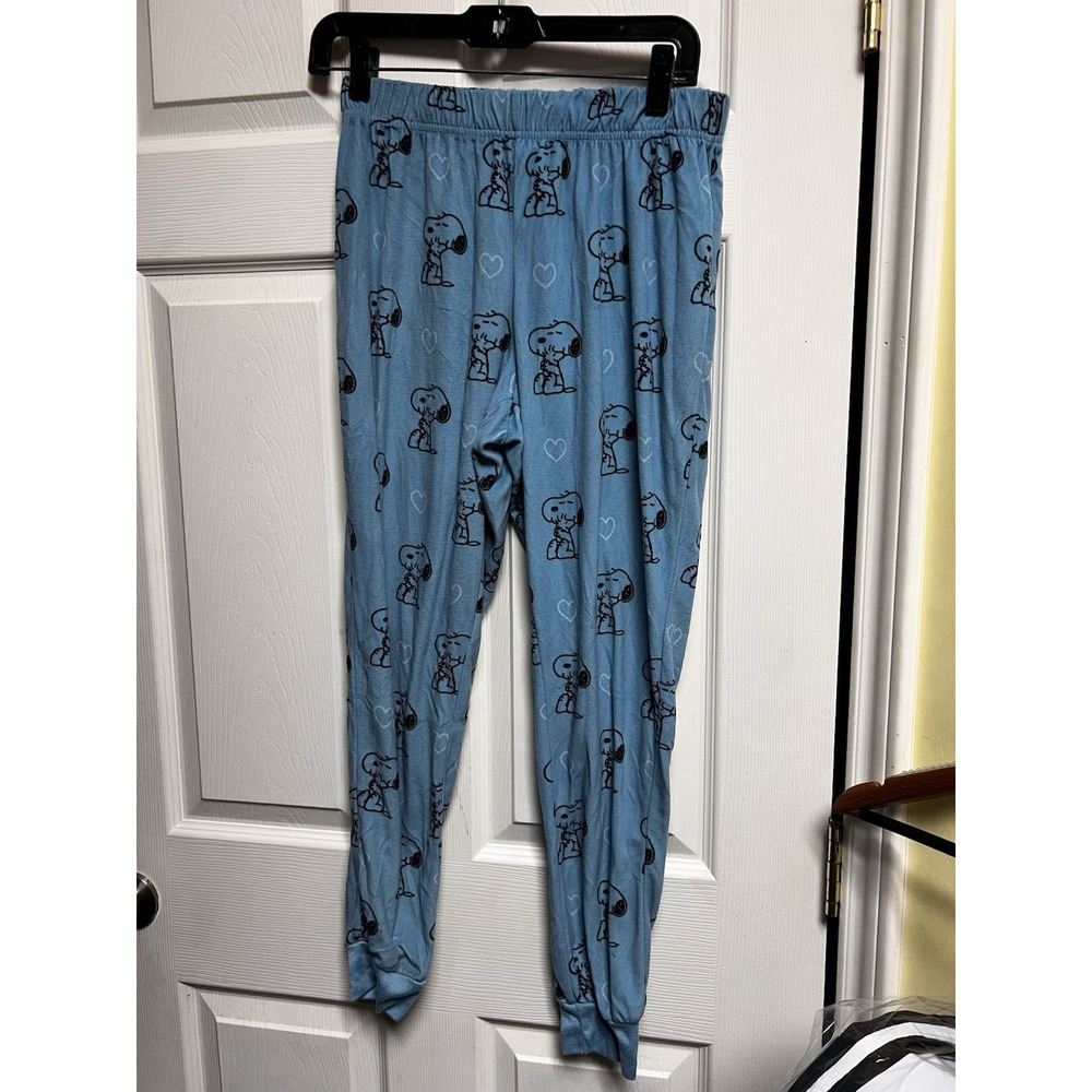 Peanuts Snoopy Heart Print Pajama Pants Blue Teal Sea‎ Small LZ42901SG